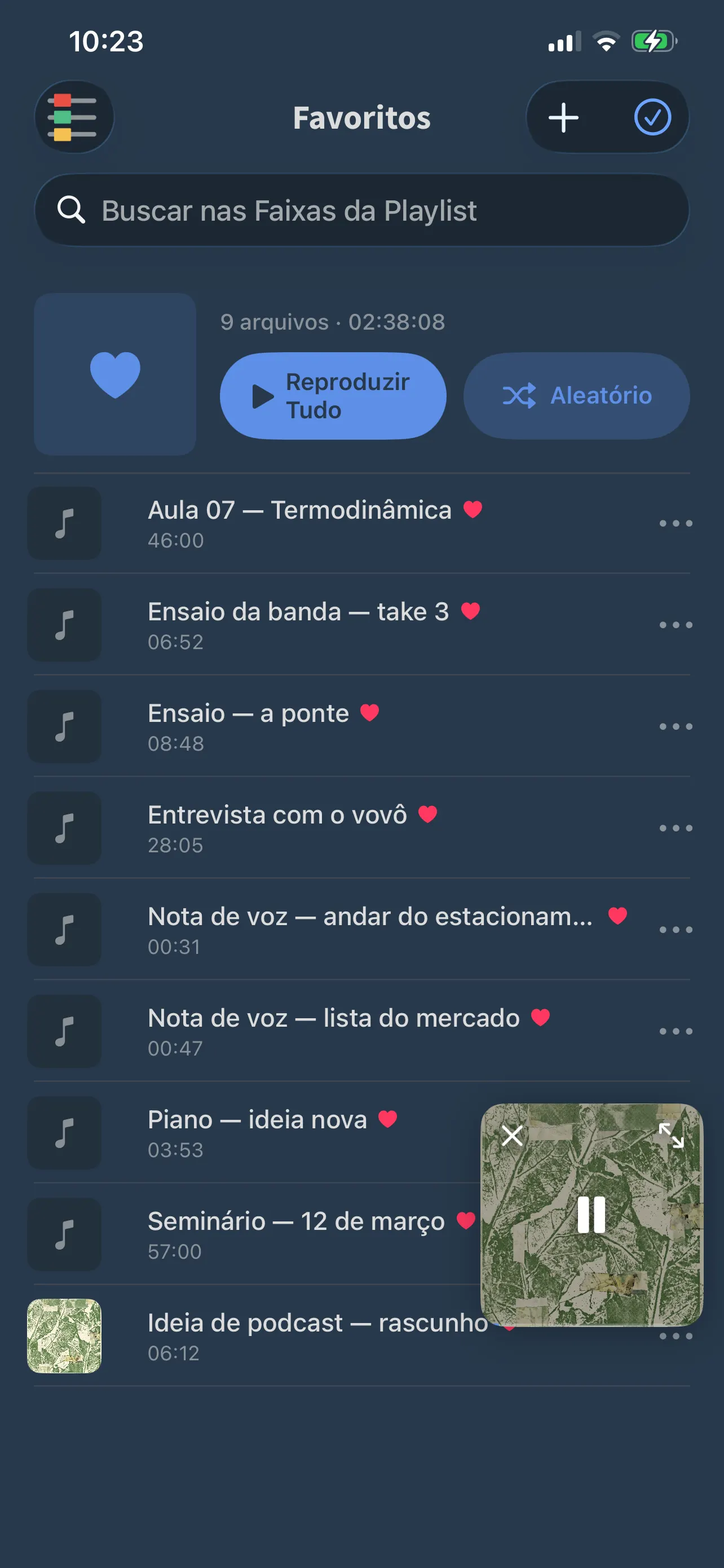 A lista de Favoritos no FoxFM
