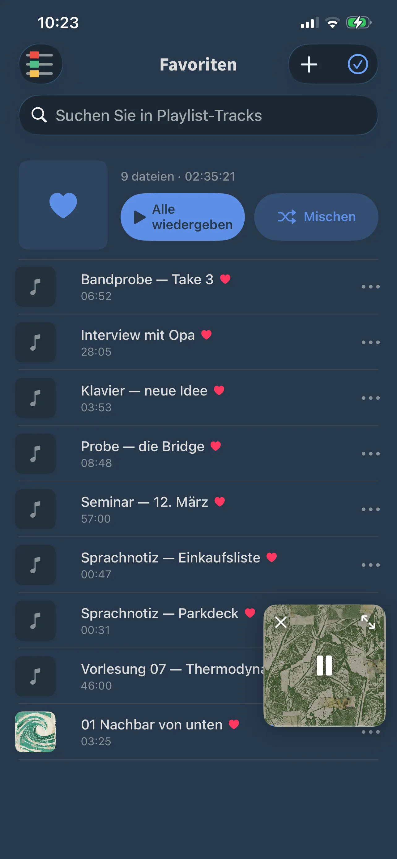 Die Favoritenliste in FoxFM
