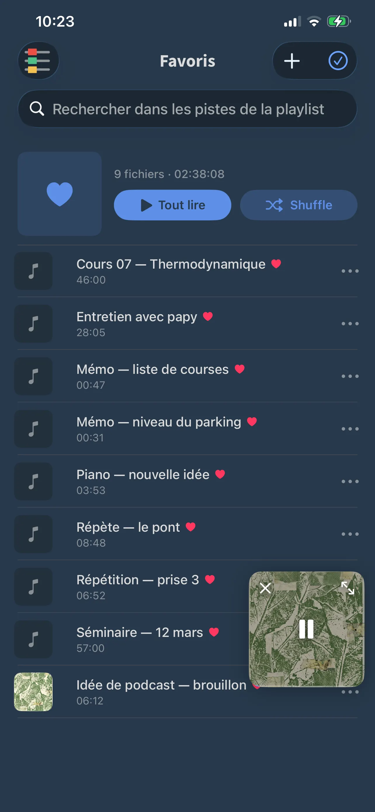 La liste des Favoris dans FoxFM