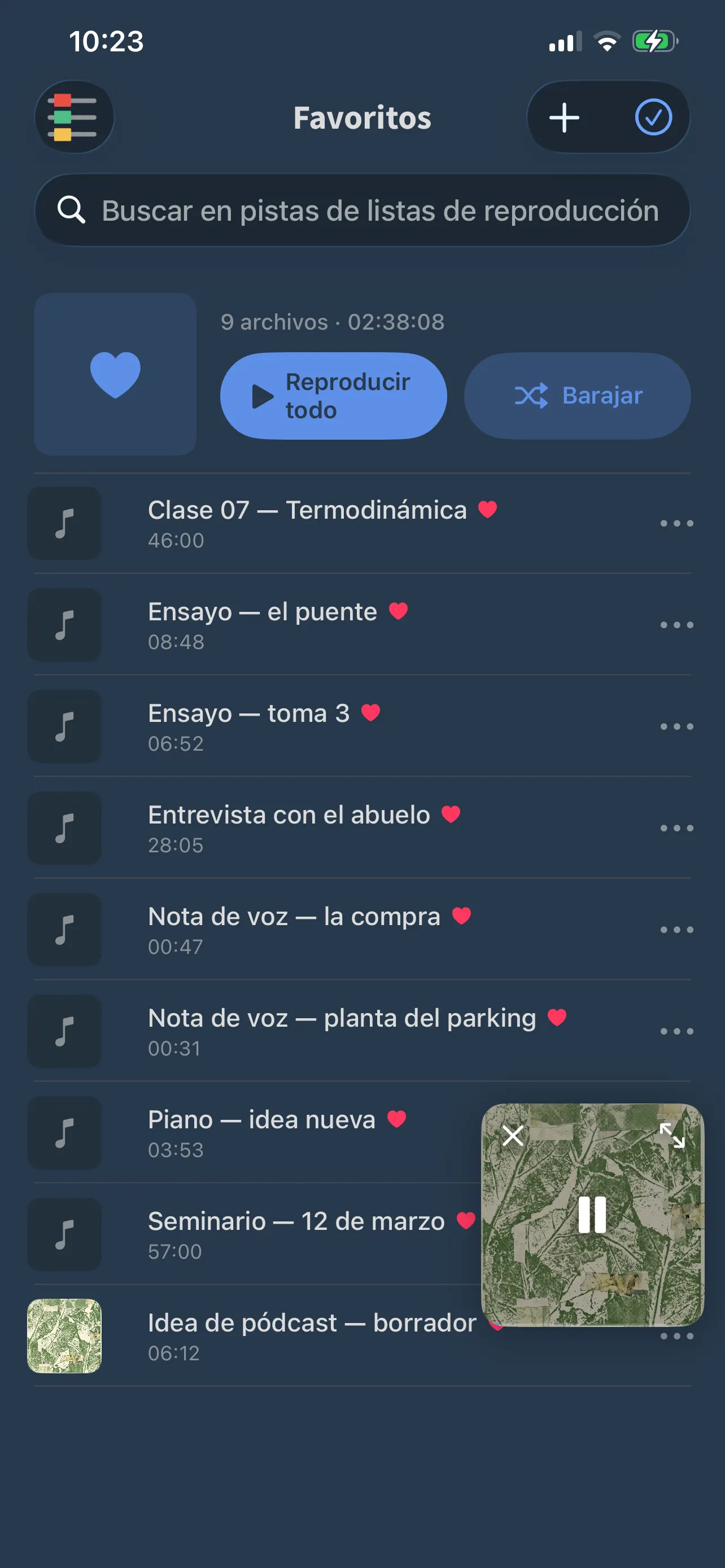 La lista de Favoritos en FoxFM