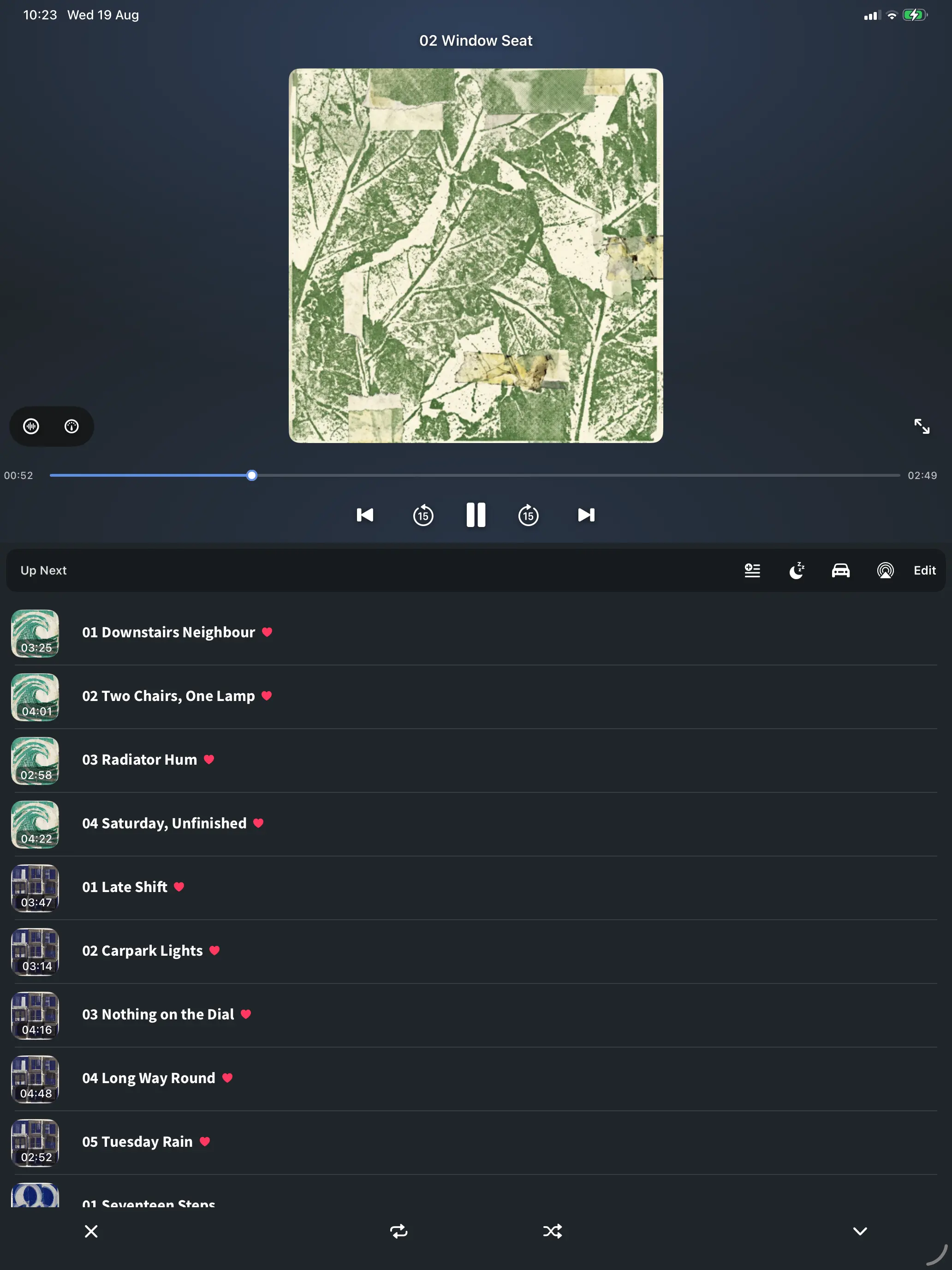 FoxFM’s player on iPad, with the queue beside the artwork