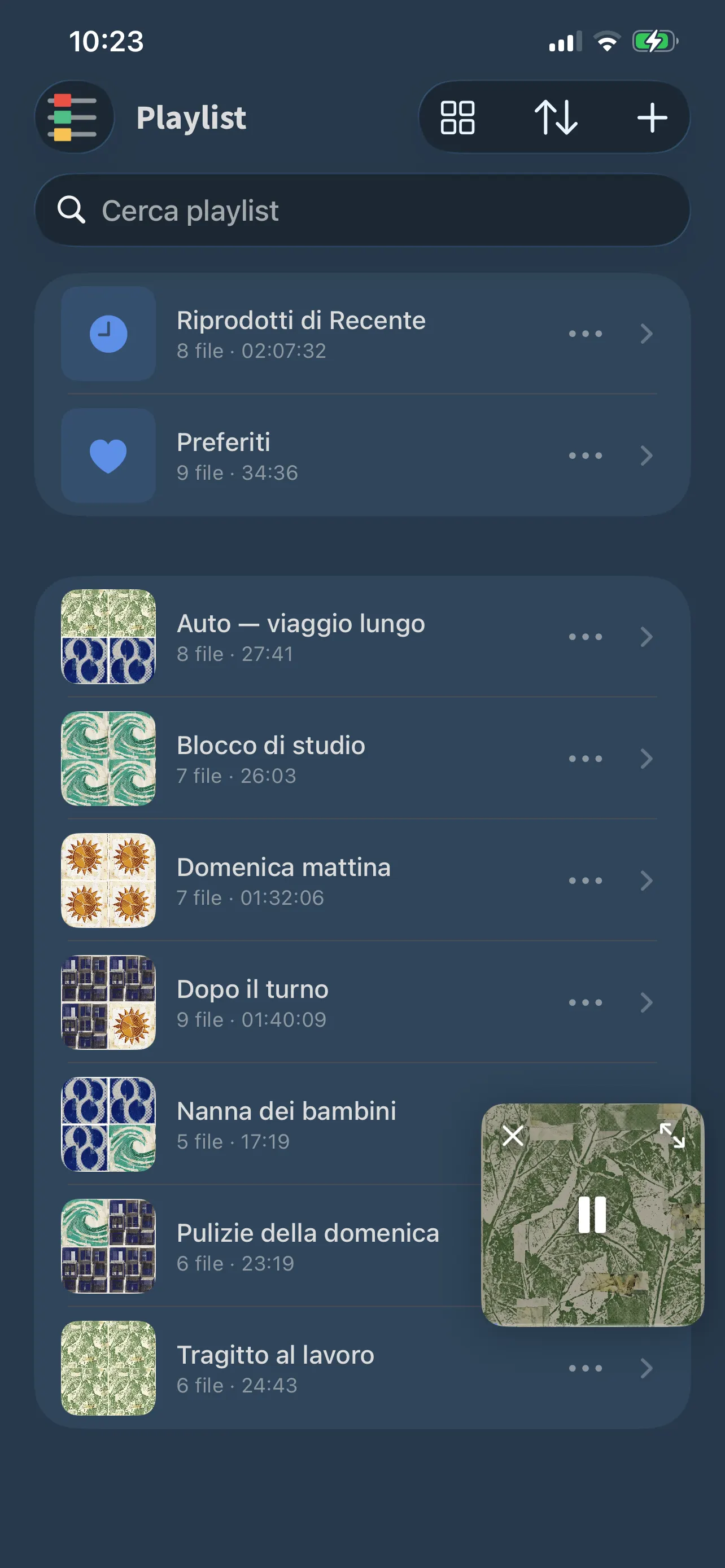 Le playlist di FoxFM: Riprodotti di Recente e Preferiti, poi liste create a mano come «Auto — viaggio lungo» e «Nanna dei bimbi»
