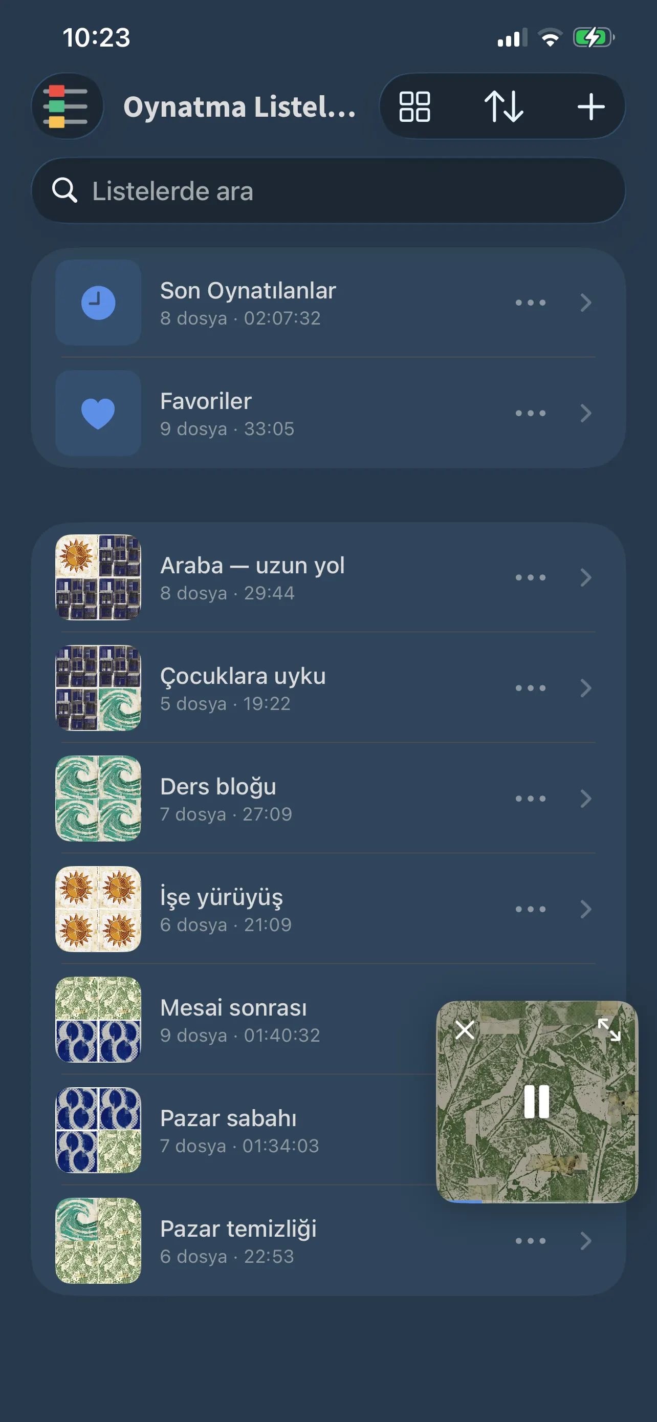FoxFM oynatma listeleri: Son Oynatılanlar ve Favoriler, ardından elle oluşturulmuş listeler