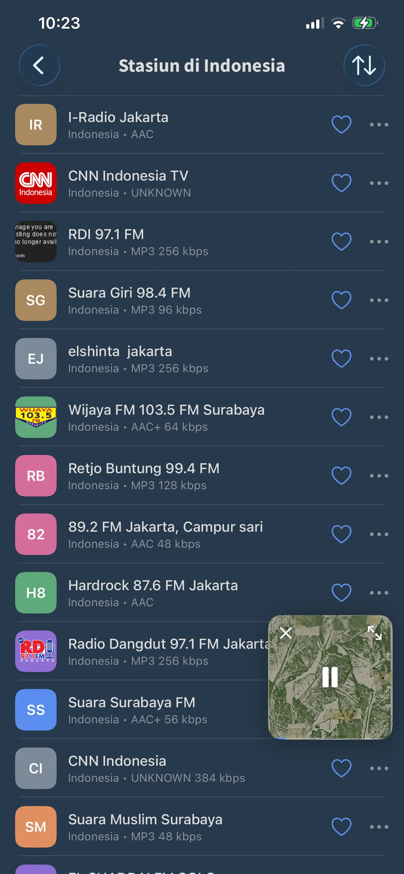 Daftar stasiun radio di FoxFM dengan logo stasiun dan kolom pencarian