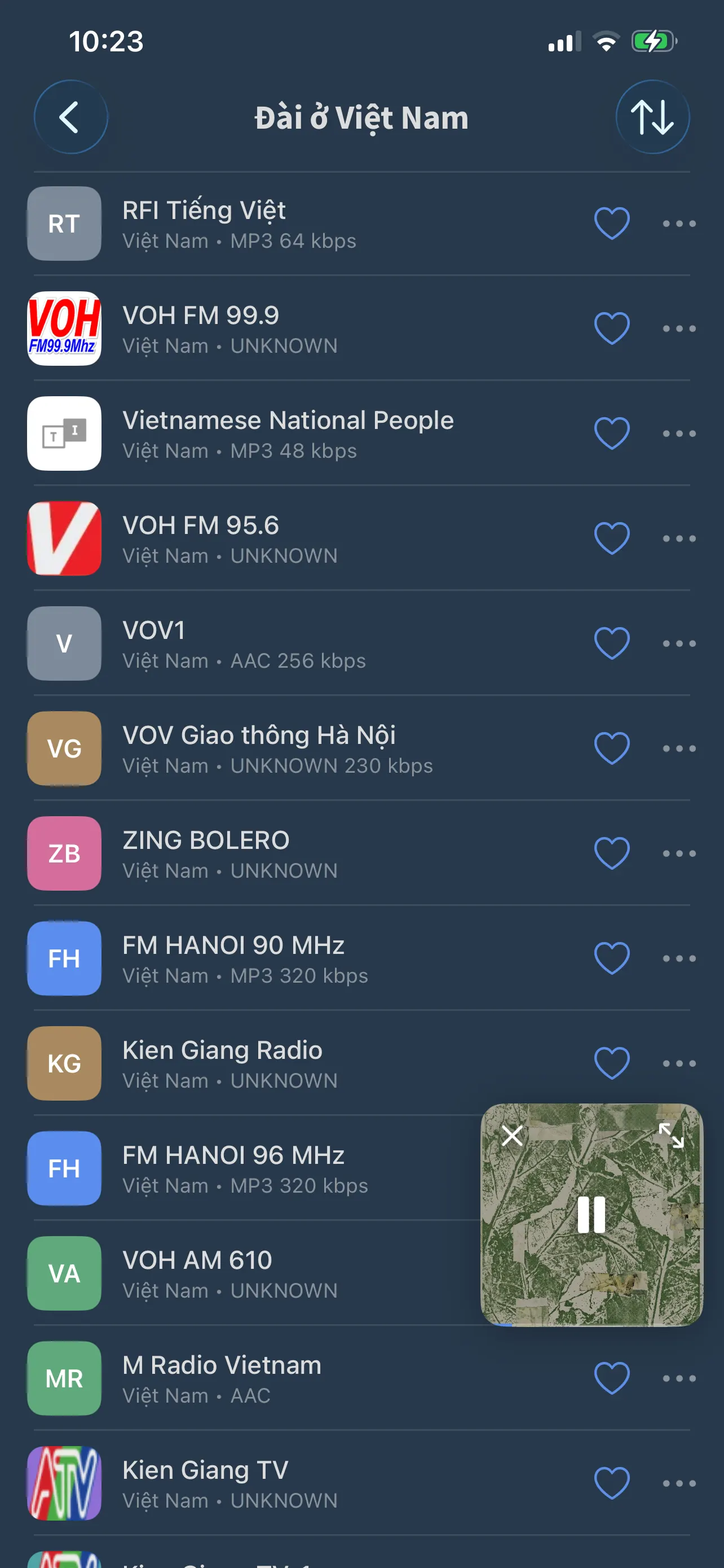 Danh sách đài radio trong FoxFM kèm logo đài và ô tìm kiếm