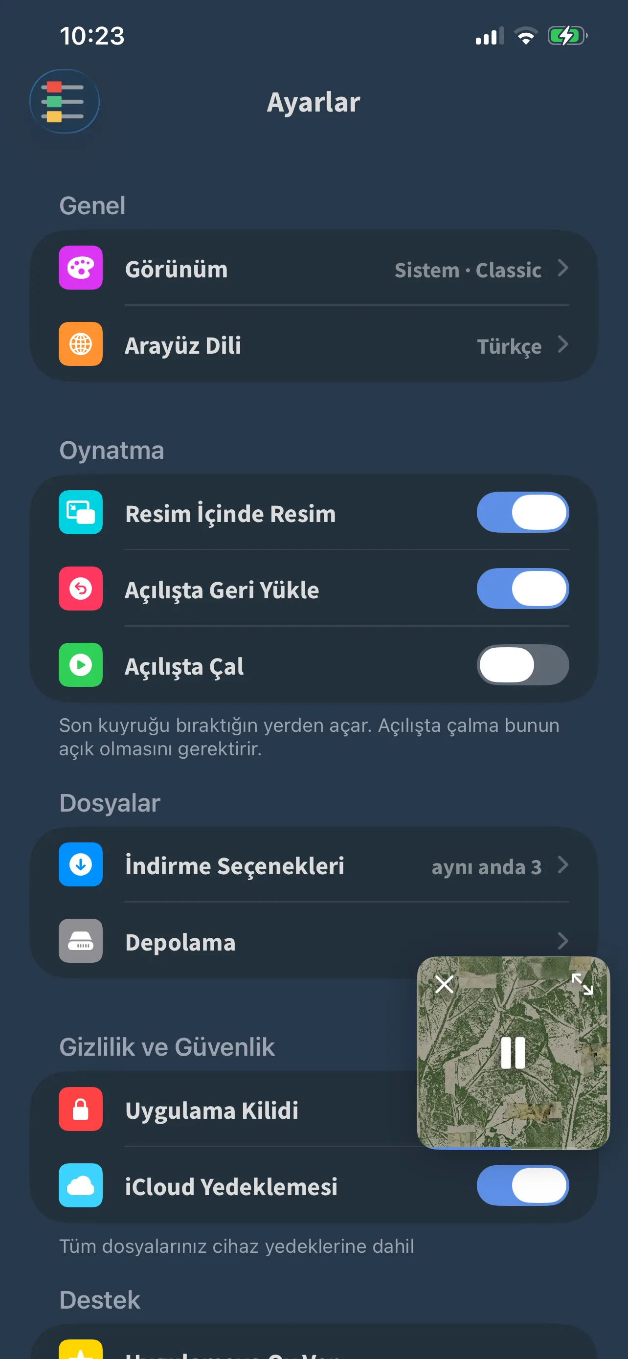 FoxFM Ayarlar ekranı