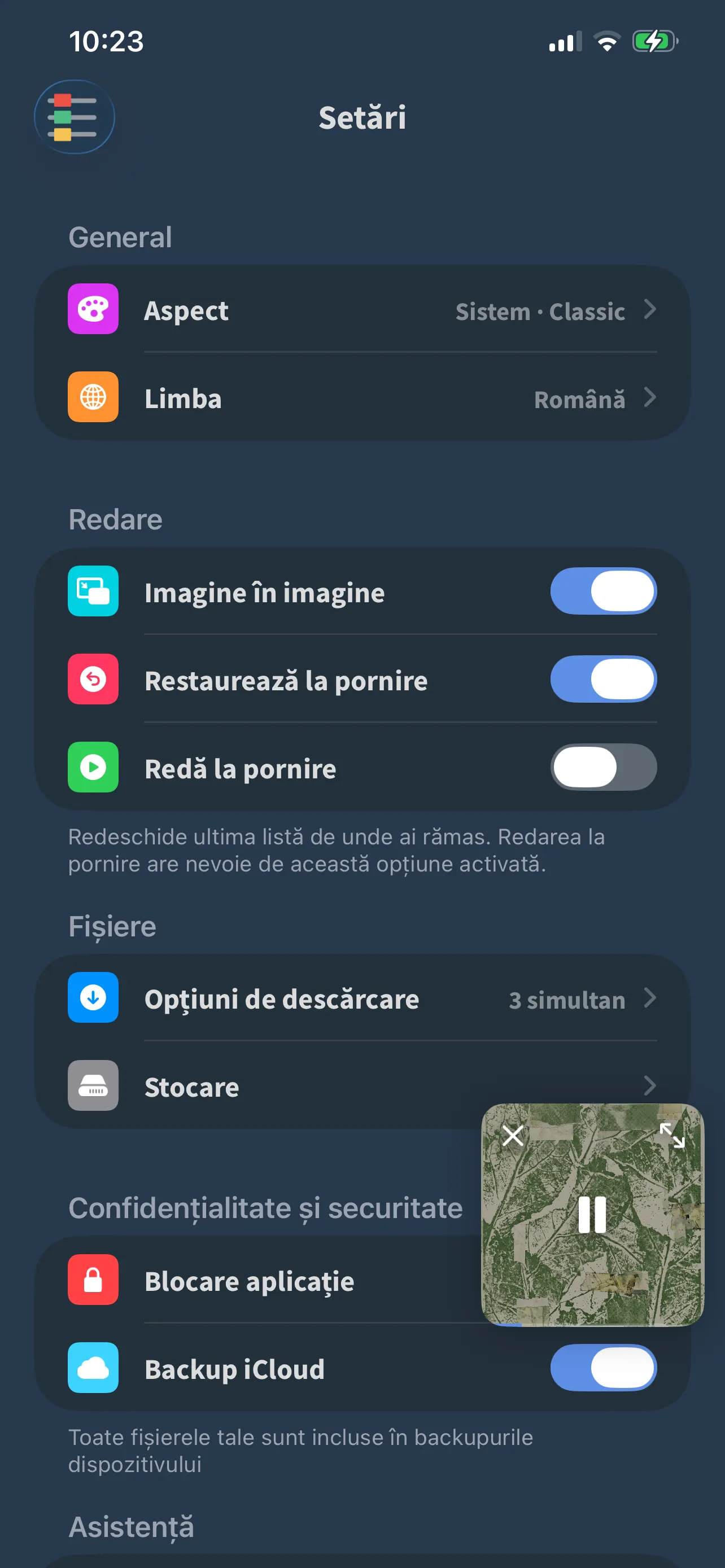 Ecranul de setări din FoxFM