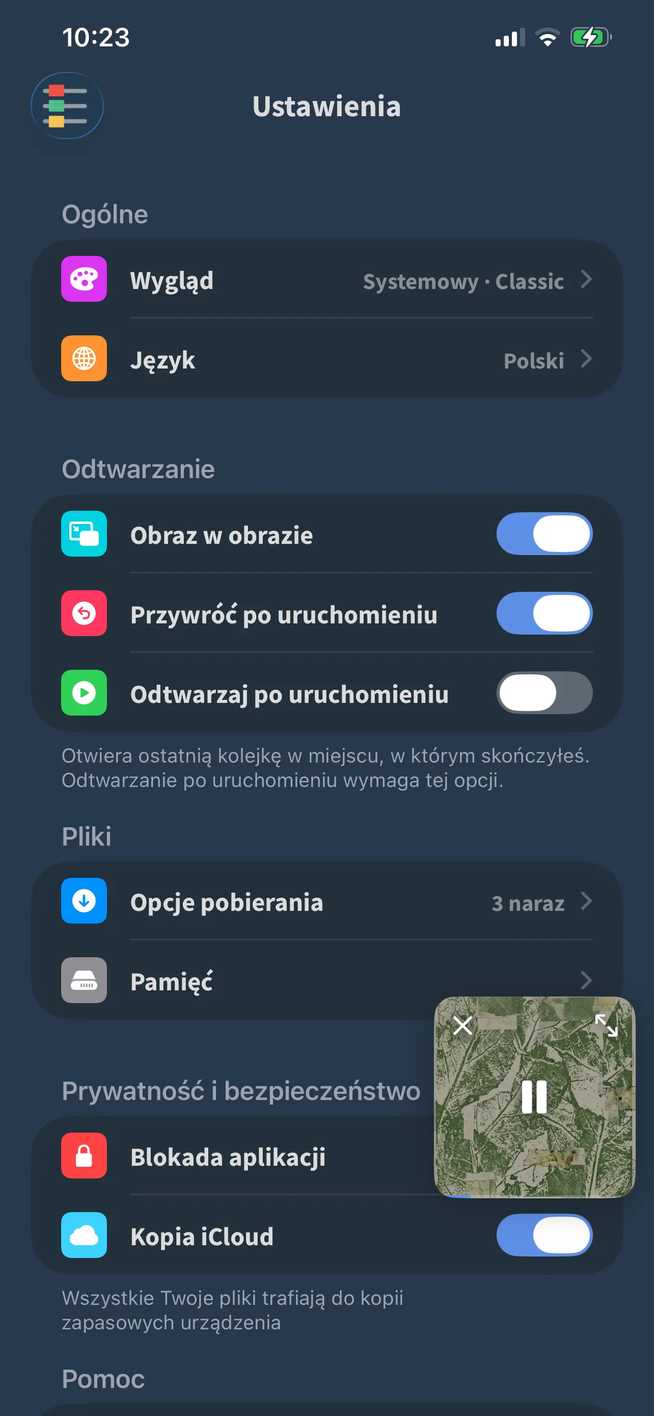 Ekran ustawień FoxFM